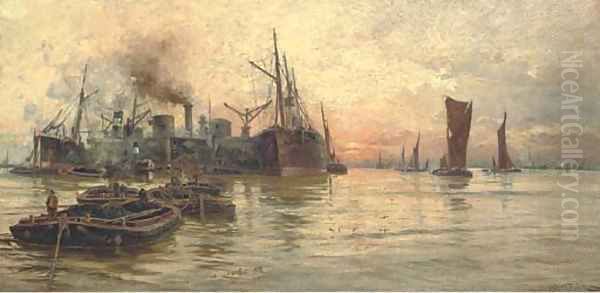 The bustling Thames at dusk - view 1