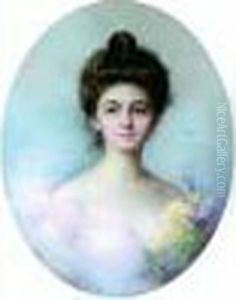 Jeune Fille Au Bouquet De Fleurs by Delphin Enjolras