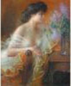 Jeune Femme Au Bouquet De Fleurs