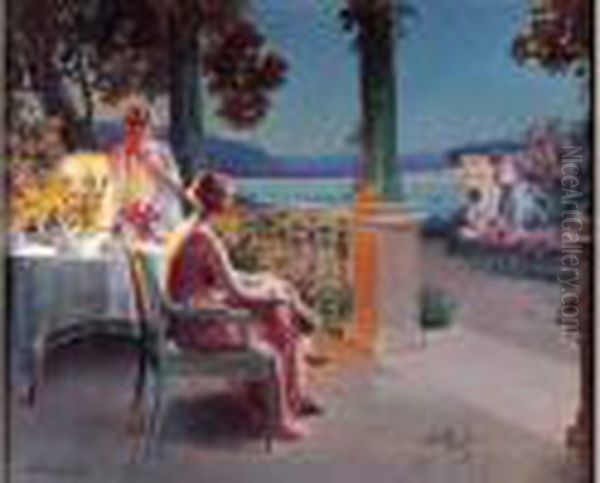 Le Soir Sur La Terrasse. - view 1