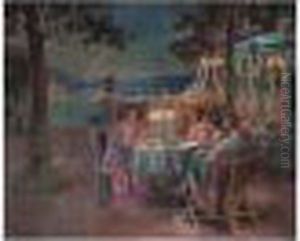Ladies At A Table, Early Evening, South Of France by Delphin Enjolras