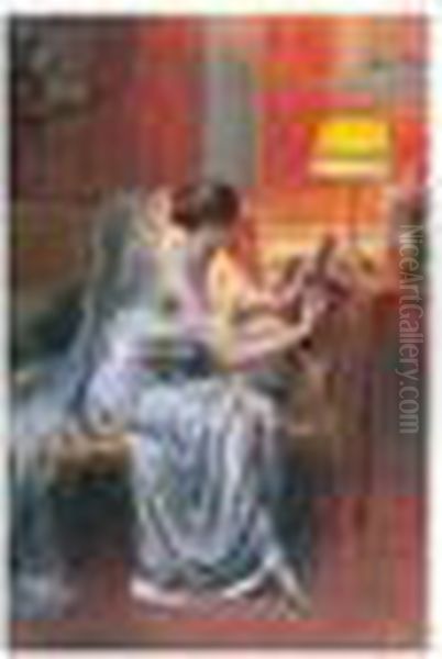 Jeune Fille Se Regardant Dans Un Miroir - view 1