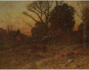 Fall At Dusk, Forest Interior by John Joseph Enneking