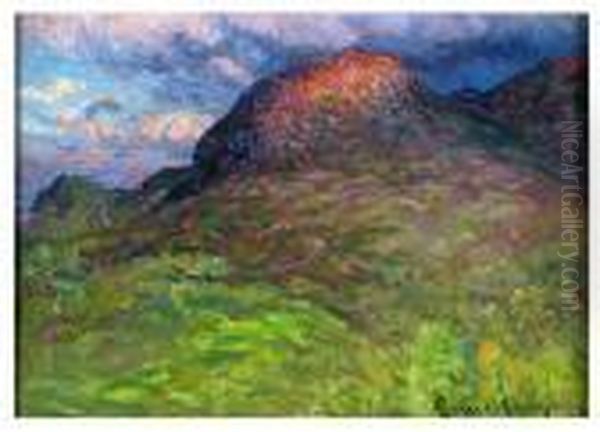 Sun Reflecting Red Off Mountain Rock - view 1