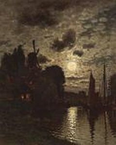 Moonlit Harbor by John Joseph Enneking