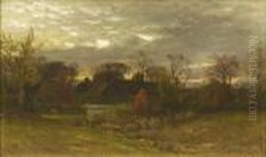Houses In A Landscape. by John Joseph Enneking
