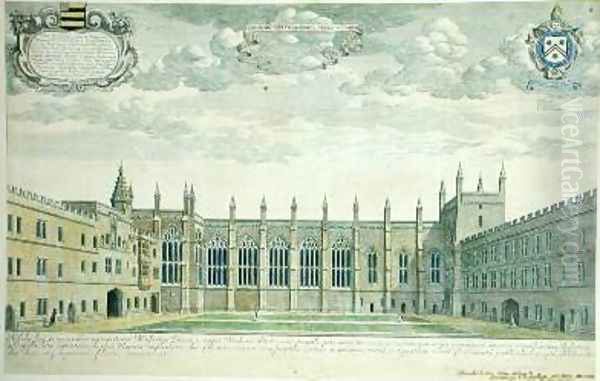 Collegium Novum elevated view of New College Front Quad from the south 1675 - view 1