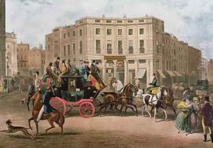 The Age Brighton Coach at the Bull and Mouth Regent Circus Piccadilly by E. F. Lambert