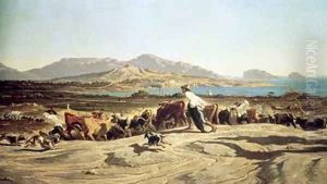 Cattle herding near Marseilles 1853 by Emile Loubon