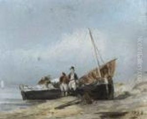 Pecheurs Et Barque Echouee by James Ensor