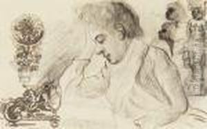 Mitche Lisant (la Soeur De L'artiste) by James Ensor