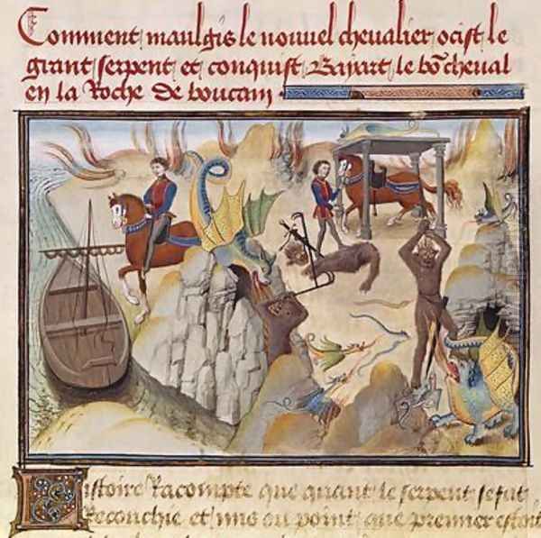 Maugis Fighting the Serpent and Gaining the Enchanted Horse - view 1