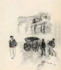 Studie Van Paard En Figuren (1886) by James Ensor