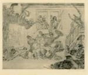 Combat Des Pouilleux Desir Et Rissole,1888 by James Ensor