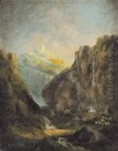 Berglandschap Met Waterval (ca. 1875) by James Ensor