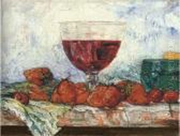 Verre De Vin Rouge, Fraises Et Cerises - view 1