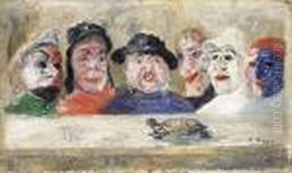 Masques Regardant Une Tortue - view 1