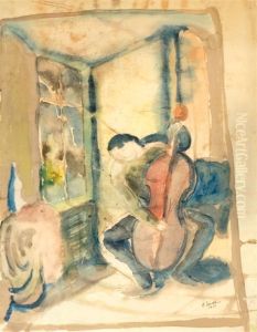Musician In Interior by Henri Epstein