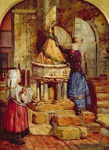 Decorating the Old Font 1871 by James Lobley