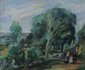 Personnages Dans Un Paysage Mediterraneen by Henri Epstein