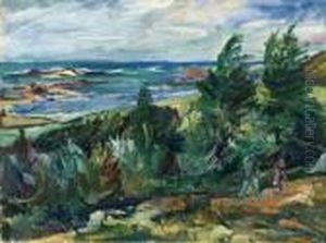 Promeneurs En Bord De Mer Dans La Pinede.