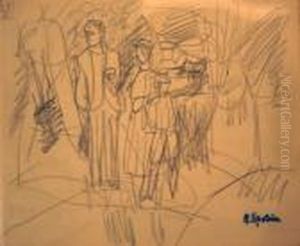 Carnet A Dessins Comprenant Une Vingtaine D'etudes Au Crayon