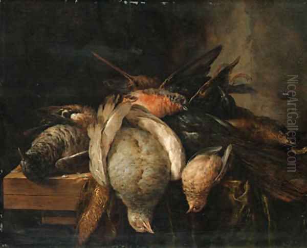 Dead birds on a ledge - view 1