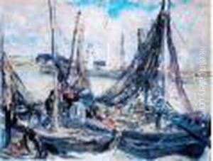 Bateaux De Peche Dans Un Port by Henri Epstein