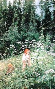 Girl among the wild flowers by Olga Antonova Lagoda-Shishkina