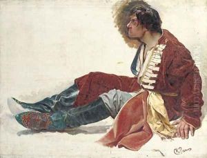 A study for Marfa Posadnitsa, the Destruction of the Novgorod Veche by Klavdiy Vasilievich Lebedev