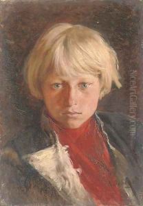 Portrait of young boy with blond hair by Klavdiy Vasilievich Lebedev