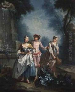 An Allegory of Summer Gardeners watering a flower bed An Allegory of Summer Gardeners watering a flower bed