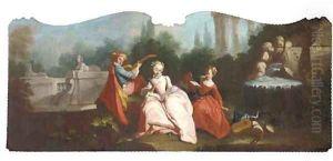 Elegant company making music in a garden
