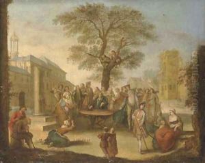 A meeting in a town square