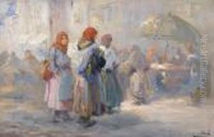 Market Scene by Erno Erb