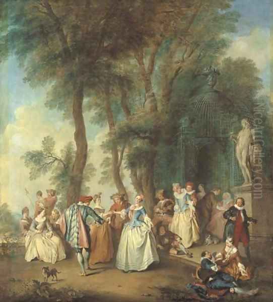 Elegant company dancing before an arbour - view 1