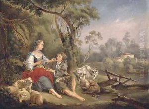 The amorous shepherd by Nicolas Lancret