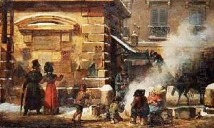 French street scene by Auguste-Xavier Leprince