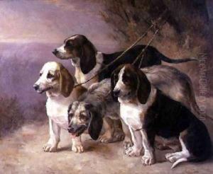French Hounds in a Landscape by Louise Lalande