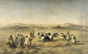 Threshing Wheat in Algeria by Adolphe Pierre Leleux