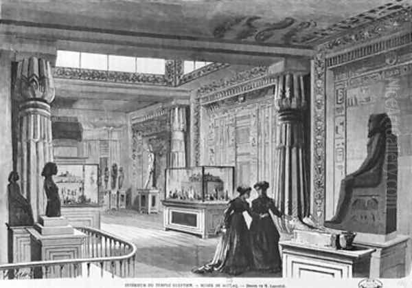 Interior of the Egyptian Temple at the Universal Exhibition at the Champ de Mars in Paris - view 1