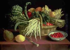 Still life of Fruit and Vegetables by J. Linnard