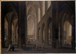 Interior of a Gothic Church by Pierre Joseph Lafontaine