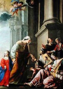 St Anne Accompanied by the Virgin Mary Giving Alms by Jacques de Letin