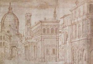 Architectural Capriccio by Baldassare (Baldassare da Urbino) Lanci