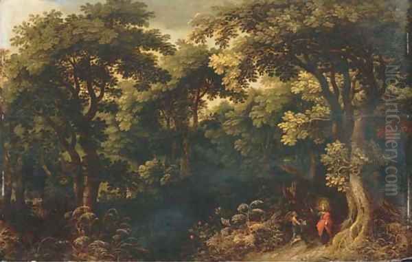 A wooded landscape with Christ tempted by the Devil - view 1