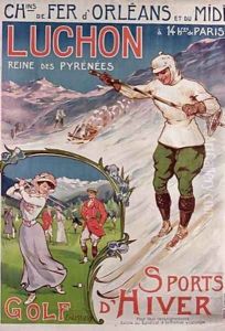 Poster advertising the resort of Luchon with the Chemins de Fer dOrleans by Ernest Louis Lessieux