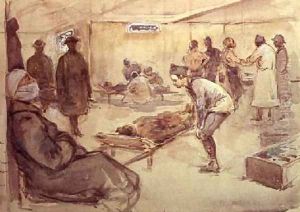 French Moving Post for the Wounded World War I by Ernest Louis Lessieux