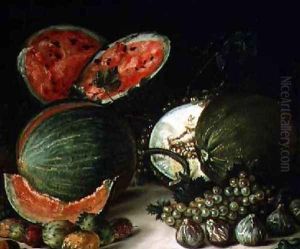 Still Life with Water Melons by Jose Lopez-Enguidanos