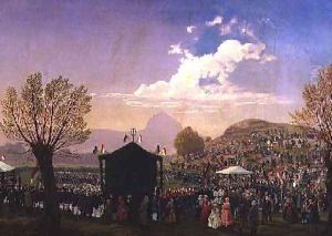 Ferdinand Joseph 8th Prince Lobkowicz and his Miners at a Religious Ceremony near Bilinia 1848